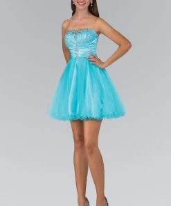 Elizabeth K - GS1345 Jeweled Strapless Lace-up Back Cocktail Dress 13 Elizabeth K - GS1345 Jeweled Strapless Lace-up Back Cocktail Dress