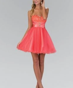 Elizabeth K - GS1345 Jeweled Strapless Lace-up Back Cocktail Dress 10 Elizabeth K - GS1345 Jeweled Strapless Lace-up Back Cocktail Dress