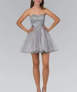 Elizabeth K - GS1345 Jeweled Strapless Lace-up Back Cocktail Dress 14 Elizabeth K - GS1345 Jeweled Strapless Lace-up Back Cocktail Dress