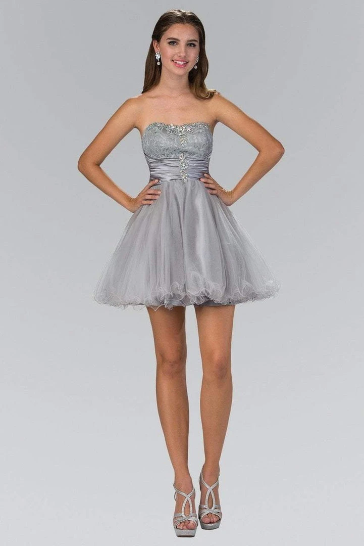 Elizabeth K - GS1345 Jeweled Strapless Lace-up Back Cocktail Dress 8 Elizabeth K - GS1345 Jeweled Strapless Lace-up Back Cocktail Dress