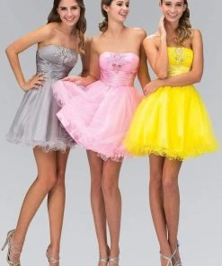 Elizabeth K - GS1350 Strapless Ruched Satin Empire Waist Dress 12 Elizabeth K - GS1350 Strapless Ruched Satin Empire Waist Dress