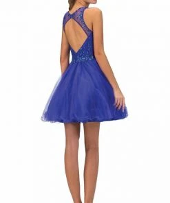 Elizabeth K - GS1405 Beaded Jewel Cocktail Dress