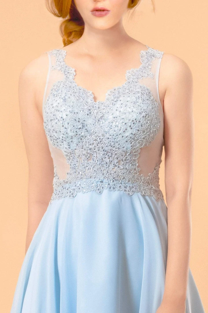 Elizabeth K - GS1613 Embroidered V-neck Chiffon A-line Dress 5 Elizabeth K - GS1613 Embroidered V-neck Chiffon A-line Dress