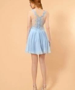 Elizabeth K - GS1613 Embroidered V-neck Chiffon A-line Dress 7 Elizabeth K - GS1613 Embroidered V-neck Chiffon A-line Dress