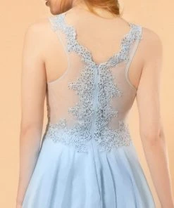 Elizabeth K - GS1613 Embroidered V-neck Chiffon A-line Dress 9 Elizabeth K - GS1613 Embroidered V-neck Chiffon A-line Dress