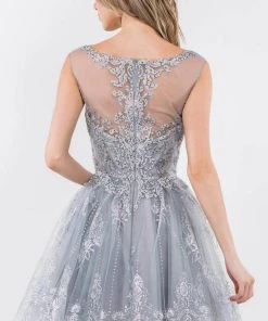 Elizabeth K - GS1964 Cap Sleeve Glitter Illusion Dress