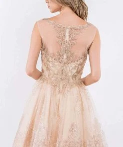 Elizabeth K - GS1964 Cap Sleeve Glitter Illusion Dress