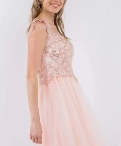 Elizabeth K - GS1966 Flutter Strap Embroidered A-Line Dress