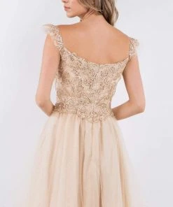 Elizabeth K - GS1966 Flutter Strap Embroidered A-Line Dress