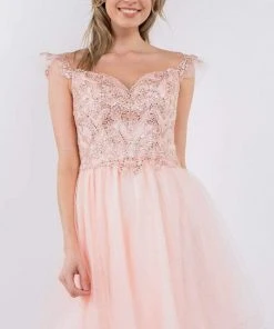 Elizabeth K - GS1966 Flutter Strap Embroidered A-Line Dress