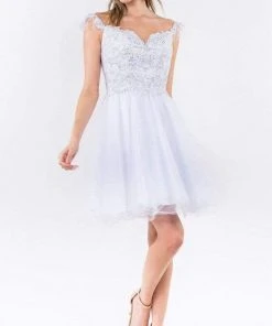 Elizabeth K - GS1966 Flutter Strap Embroidered A-Line Dress