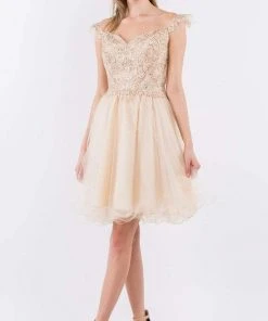 Elizabeth K - GS1966 Flutter Strap Embroidered A-Line Dress