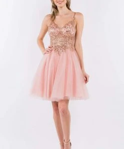 Elizabeth K - GS1967 Short Sequined A-Line Dress