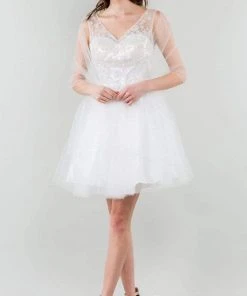 Elizabeth K - GS1968 Glitter Ornate A-Line Short Dress