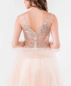 Elizabeth K - GS1968 Glitter Ornate A-Line Short Dress