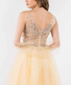 Elizabeth K - GS1968 Glitter Ornate A-Line Short Dress