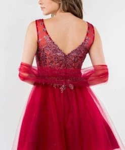 Elizabeth K - GS1968 Glitter Ornate A-Line Short Dress