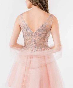 Elizabeth K - GS1968 Glitter Ornate A-Line Short Dress