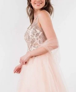 Elizabeth K - GS1968 Glitter Ornate A-Line Short Dress