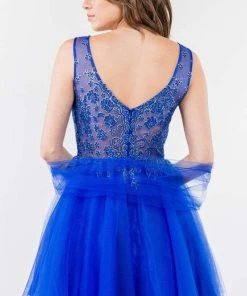 Elizabeth K - GS1968 Glitter Ornate A-Line Short Dress