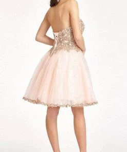 Elizabeth K GS1980 - Sequin Applique A-Line Cocktail Dress