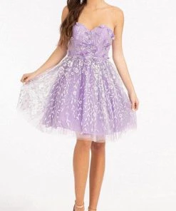 Elizabeth K GS1995 - Strapless Embellished Short Dress