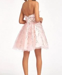 Elizabeth K GS1995 - Strapless Embellished Short Dress