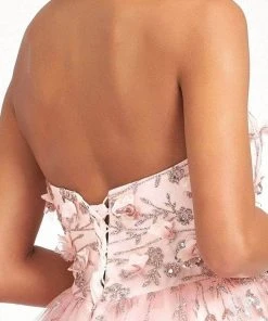 Elizabeth K GS1995 - Strapless Embellished Short Dress