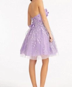 Elizabeth K GS1995 - Strapless Embellished Short Dress
