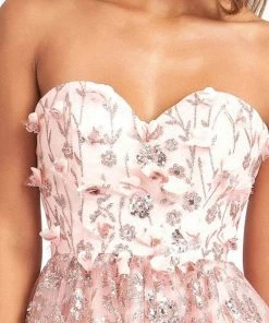 Elizabeth K GS1995 - Strapless Embellished Short Dress