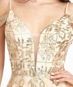 Elizabeth K GS1997 - Glitter V-Neck Cocktail Dress