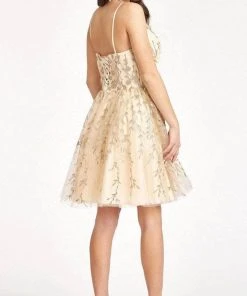 Elizabeth K GS1998 - Deep V-Neck Short Dress