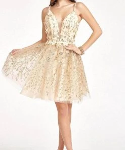 Elizabeth K GS1998 - Deep V-Neck Short Dress