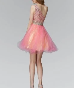 Elizabeth K - GS2033 Asymmetrical Neck Tulle Dress 5 Elizabeth K - GS2033 Asymmetrical Neck Tulle Dress