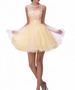 Elizabeth K - GS2124 Sleeveless Floral Cocktail Dress