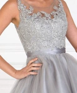 Elizabeth K - GS2414 Sparkly Beaded Lace Bodice Tulle Cocktail Dress 19 Elizabeth K - GS2414 Sparkly Beaded Lace Bodice Tulle Cocktail Dress