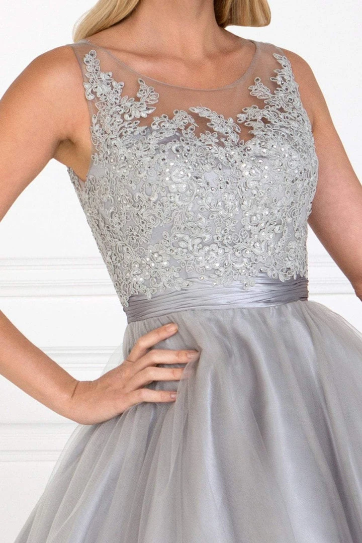 Elizabeth K - GS2414 Sparkly Beaded Lace Bodice Tulle Cocktail Dress 10 Elizabeth K - GS2414 Sparkly Beaded Lace Bodice Tulle Cocktail Dress