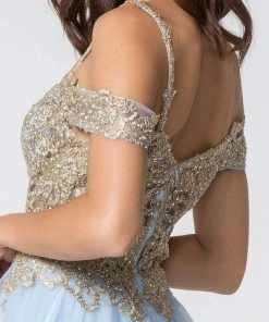 Elizabeth K - GS2808 Jeweled Gilt Appliqued A-Line Dress