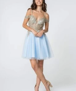 Elizabeth K - GS2808 Jeweled Gilt Appliqued A-Line Dress