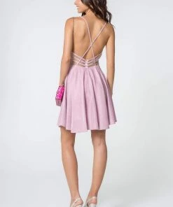 Elizabeth K - GS2839 Deep V-neck A-line Cocktail Dress