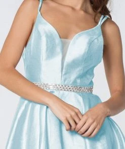 Elizabeth K - GS2843 A-Line Satin Cocktail Dress With Beaded Waistband 24 Elizabeth K - GS2843 A-Line Satin Cocktail Dress With Beaded Waistband