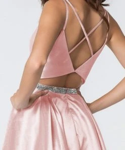 Elizabeth K - GS2843 A-Line Satin Cocktail Dress With Beaded Waistband 21 Elizabeth K - GS2843 A-Line Satin Cocktail Dress With Beaded Waistband