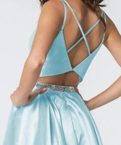 Elizabeth K - GS2843 A-Line Satin Cocktail Dress With Beaded Waistband 25 Elizabeth K - GS2843 A-Line Satin Cocktail Dress With Beaded Waistband