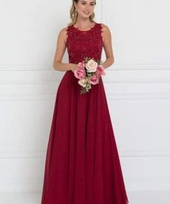 Elizabeth K - Illusion Jewel Embellished Lace A-Line Gown GL2417