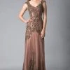 Feriani Couture - 18401 Embellished V Neck Lace Evening Gown 1 Feriani Couture - 18401 Embellished V Neck Lace Evening Gown
