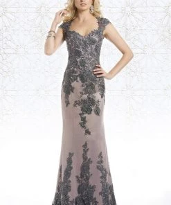 Feriani Couture - 18456 Floral Embellished Long Dress