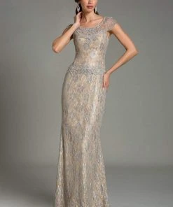 Feriani Couture - 18484 Crystal Embellished Floral Long Dress