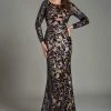 Feriani Couture - 18489 Sheer Long Sleeves Fitted Long Dress 1 Feriani Couture - 18489 Sheer Long Sleeves Fitted Long Dress