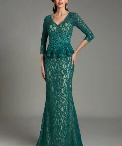 Feriani Couture - 18512 Peplum Lace Evening Gown
