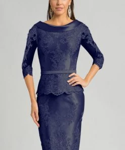 Feriani Couture - 18557 Lace Bateau Sheath Dress